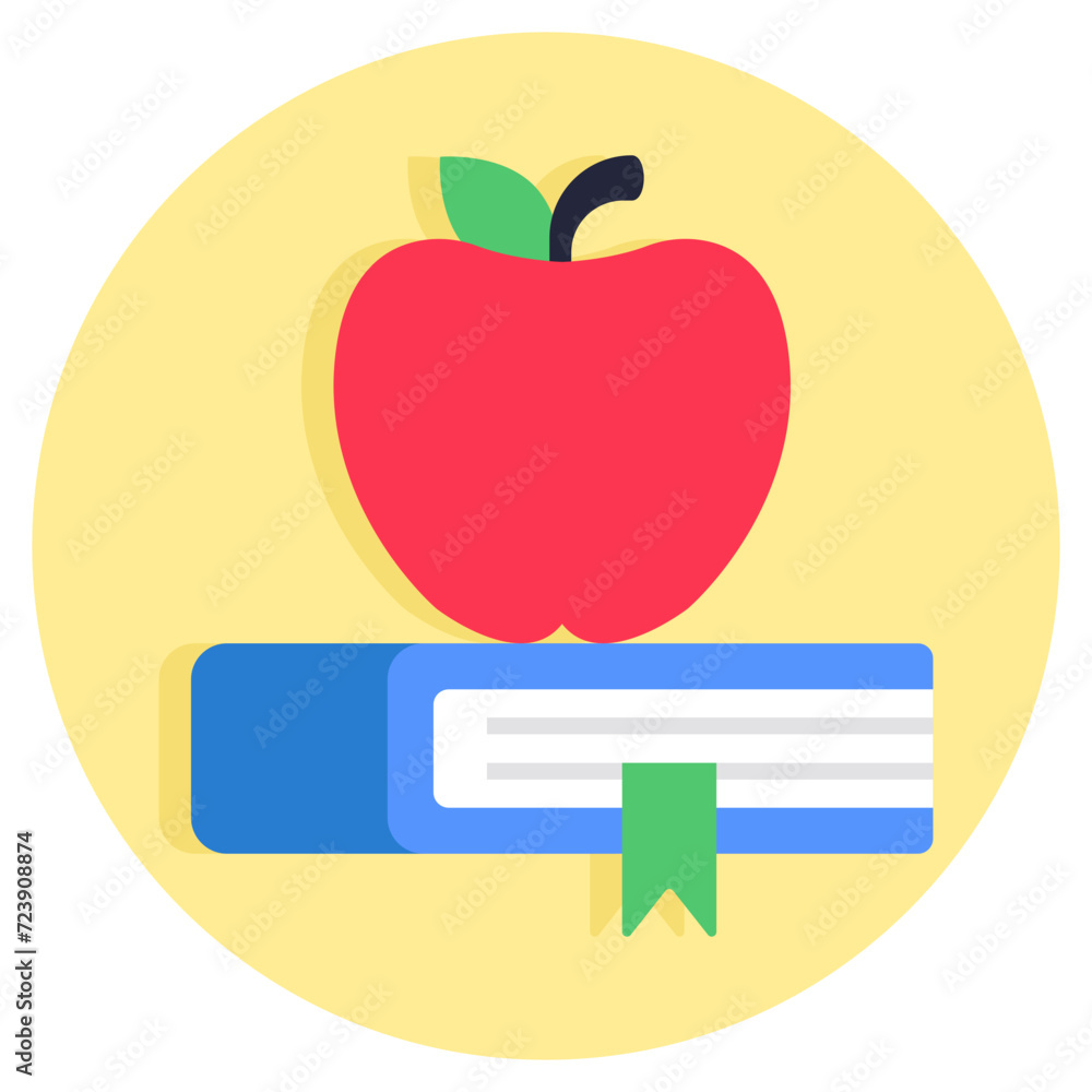 Apple fruit with close book, icon of healthy education Apple fruit with close book, icon of healthy education