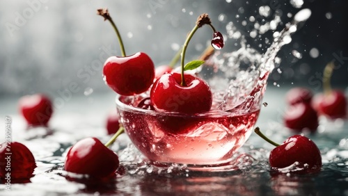 cherry on water splash background 