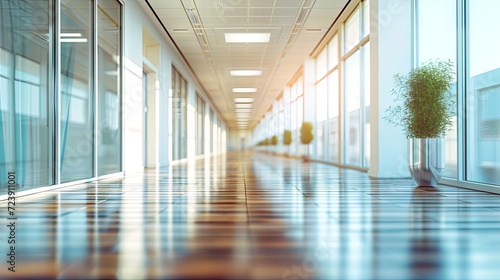 blurred modern office background for linkedin profile picture hallway expansive symmetrical 