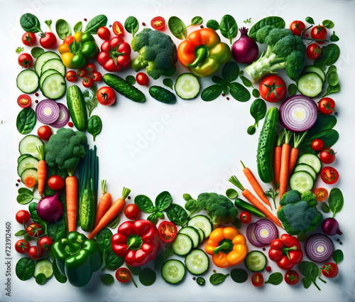 vegetable rectangular frame isolated on white background