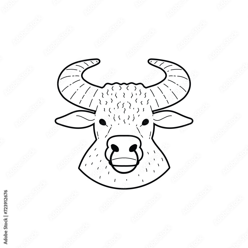 Head of bull or cow or astrology sign Taurus, vector illustration isolated.
