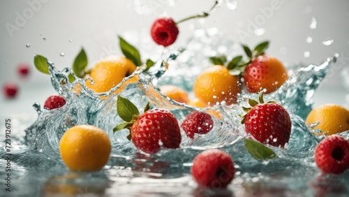 fruit with water splash