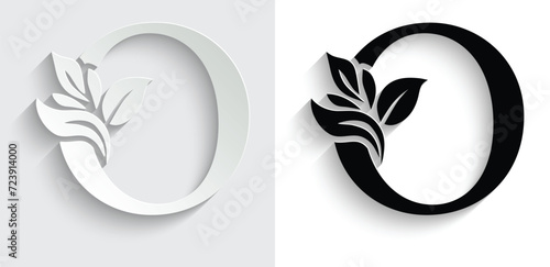 letter O flower letters. Vintage ornament initial Alphabet. Logo vector	
