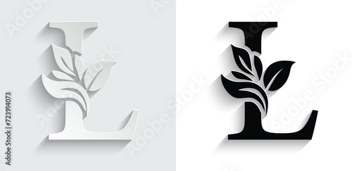 letter L flower letters. Vintage ornament initial Alphabet. Logo vector	

