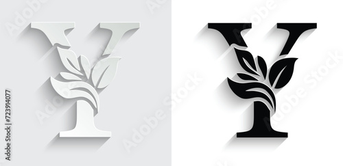 letter Y flower letters. Vintage ornament initial Alphabet. Logo vector	
