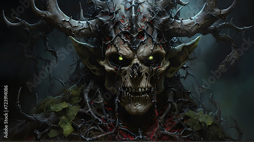 Malevolent Enigma: The Grotesque Warlock in Nightmarish Acrylic