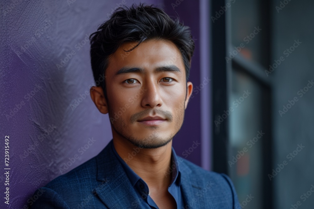 Confident and happy young man standing confidently in casual clothes showing a stylish facial expression. Confident and happy young man standing confidently in casual clothes showing a stylish facial expression.