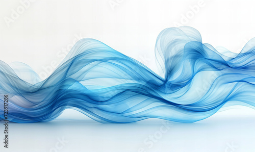 Abstract blue wave backdrop on white background