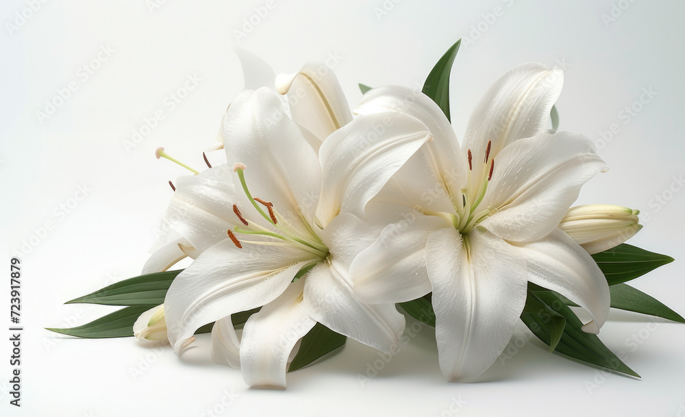 Fototapeta premium white lilies on white background