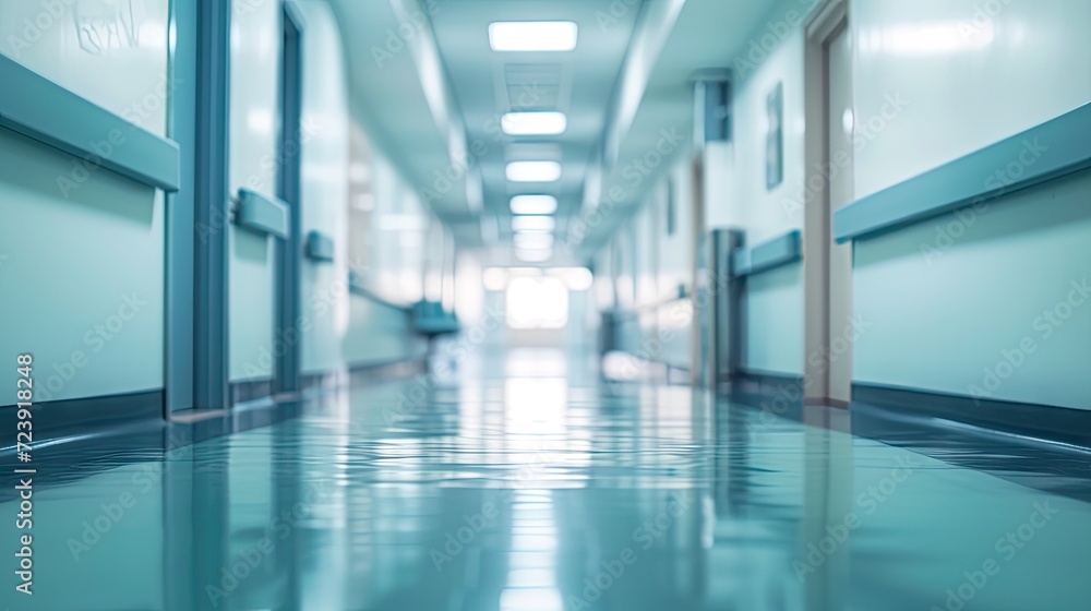 blur image background of corridor in hospital  