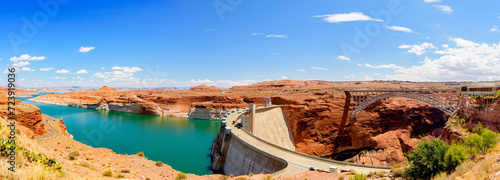 Panoramic View of Lake Powell and Glen Canyon Dam - 4K Ultra HD Image of Majestic Reservoir photo