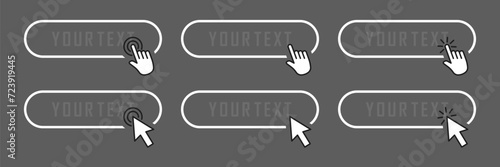 Click Blank Button with pointer clicking. Web button set. Clicking the icon. Action button click here with click cursor.