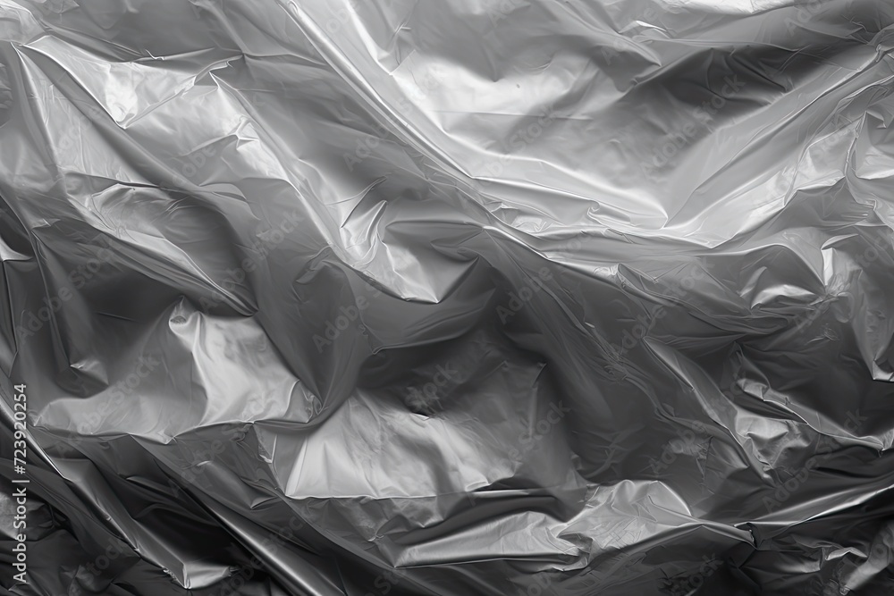 gradient gray plastic wrap overlay backdrop. crumpled and draped textured cellophane material gradient gray plastic wrap overlay backdrop. crumpled and draped textured cellophane material