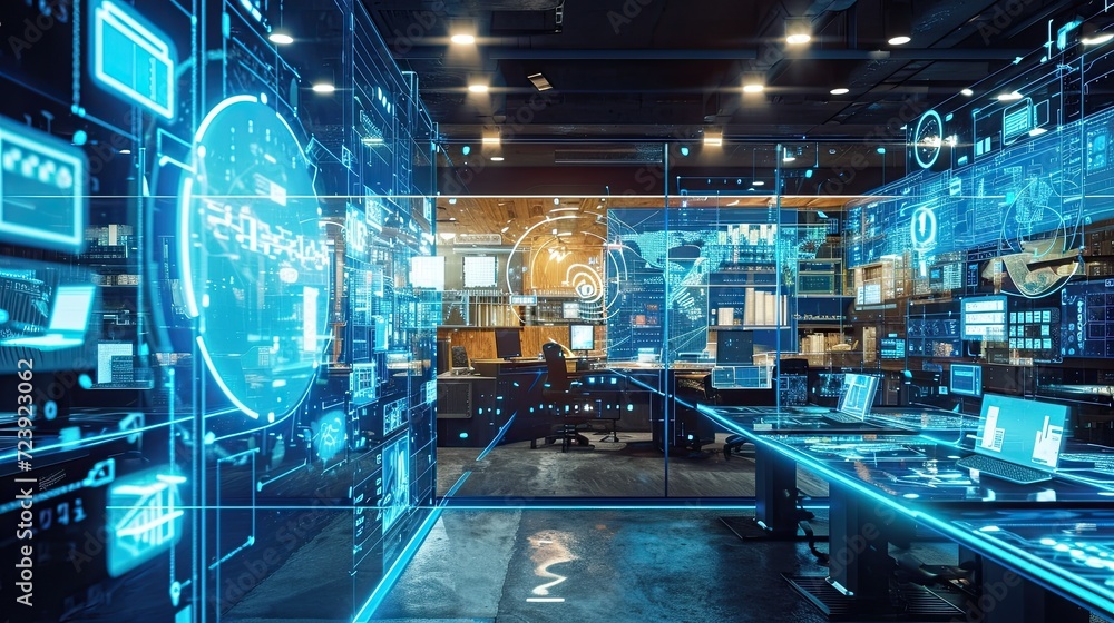 Digital Innovation Hub. State-of-the-art world of digital innovation, depicting a high-tech workspace with futuristic gadgets and sleek devices. Digital Innovation Hub. State-of-the-art world of digital innovation, depicting a high-tech workspace with futuristic gadgets and sleek devices.