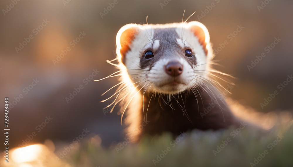 A cute Ferret on nature background A cute Ferret on nature background