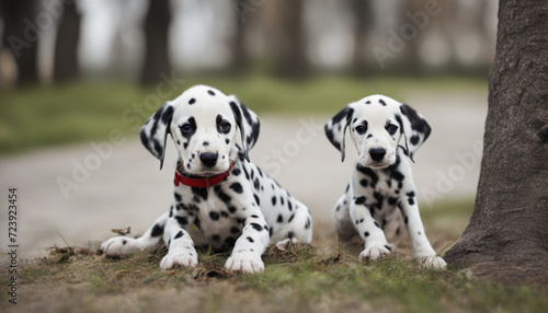 A Dalmatian puppy portrait