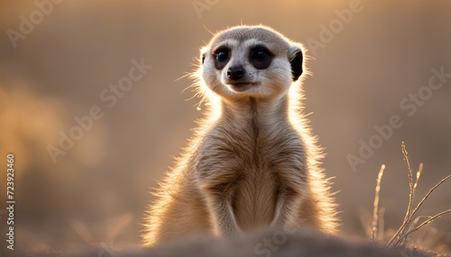 A cute meerkat on nature background