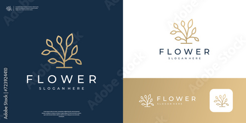 Minimalist beauty flower line logo design