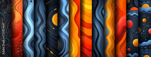 Vibrant Strokes: A Dynamic Array of Six Exquisite, Multicolored Lines