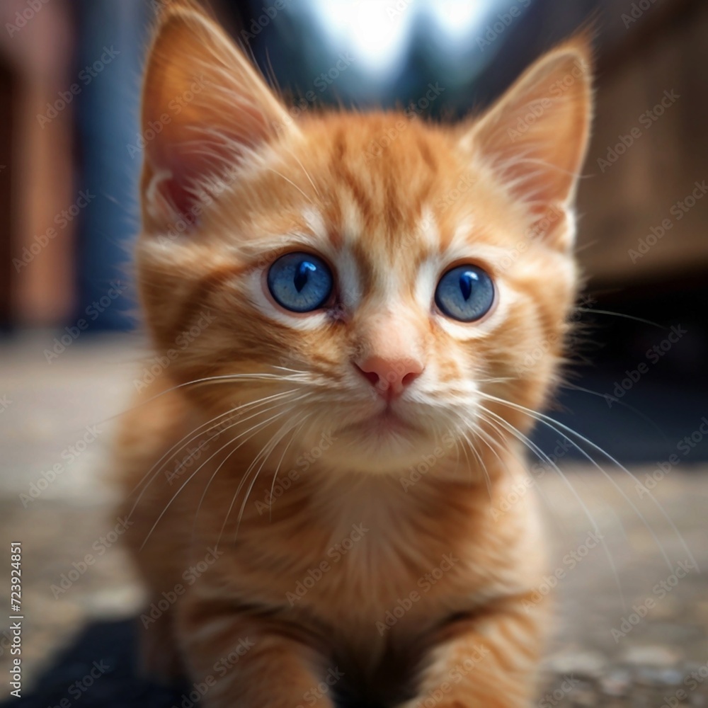Gato bege fofo com olhos azuis, gato desconfiado 