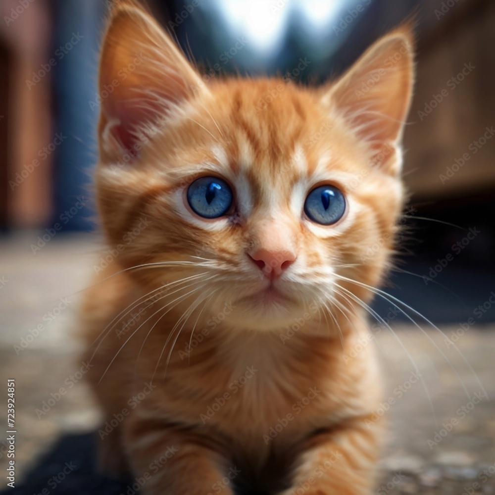 Gato bege fofo com olhos azuis, gato desconfiado Gato bege fofo com olhos azuis, gato desconfiado