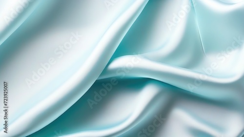 Light blue satin texture that is a light blue silver fabric silk panorama background with a beautiful and natural soft blur pattern