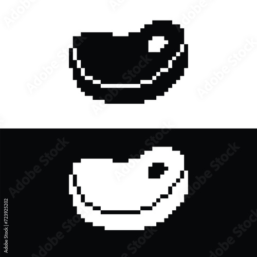  steak meat  icon 8 bit, pixel art food  icon for game  logo. 