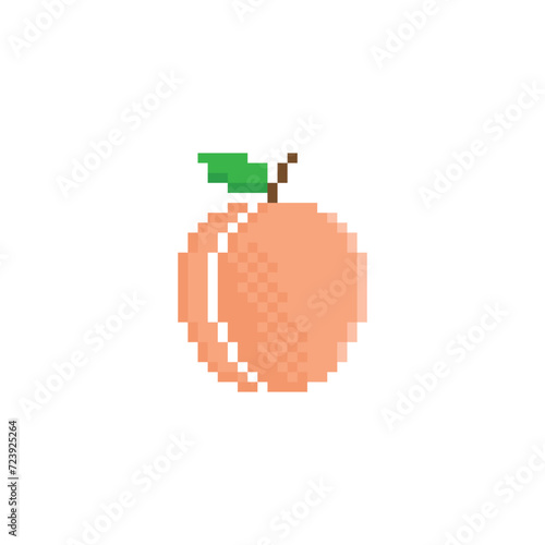 pixel peach  icon.  Vector pixel art peach 8 bit for game  logo template