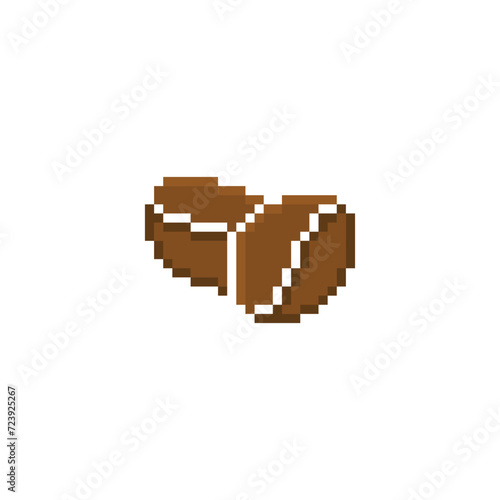 pixel coffee beans icon.  Vector pixel art coffee beans 8 bit for game company logo template