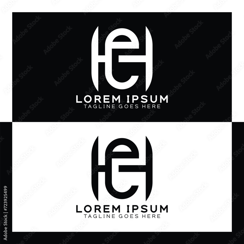 HE initial letter logo. Alphabet H and E pattern design monogram HE initial letter logo. Alphabet H and E pattern design monogram
