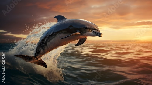 A dolphin jumping out of the water © Ziyan Yang