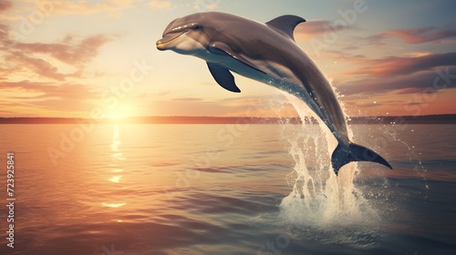 A dolphin jumping out of the water