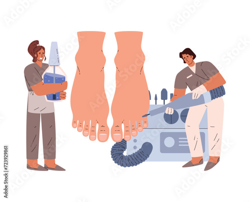Pedicure design concept, vector illustration on white, flat cartoon style