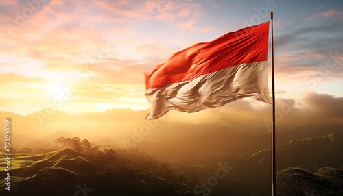  Indonesia flag fluttering in the top  © Rumi X