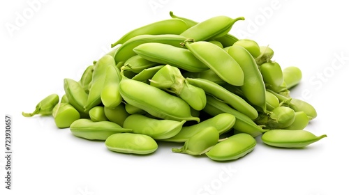 A heap of fresh harvested Vicia faba, also known as broad bean, fava bean, or faba bean isolated.