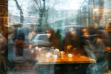 Blurry picture of people in a cafe 