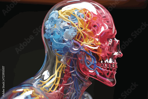 an expressive beige biomechancial filament skull