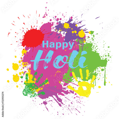 Happy holi greetings red yellow white colourful indian festival social media background