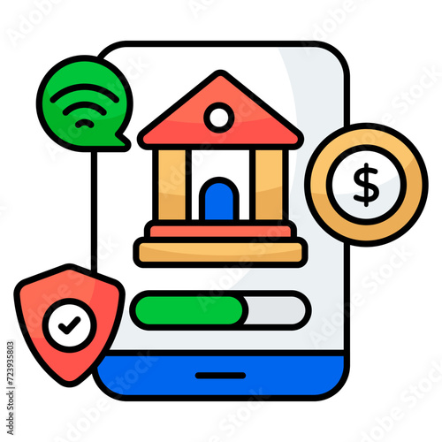 An editable design icon of mobile banking