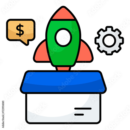 Conceptual design icon of launch box