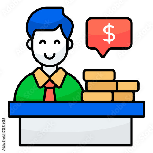 Dollar with avatar showcasing investor icon 
