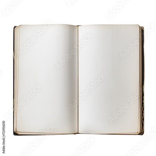 Template for blank opened book, notebook, and magazine mockup, Isolated on Transparent Background, PNG