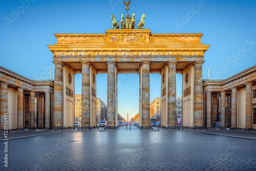 The Brandenburg Gate is a monumental building in the center of Berlin, the capital of Germany.