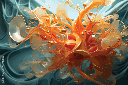 orange gradient glass fractal colorful photo realistic 3D illustration