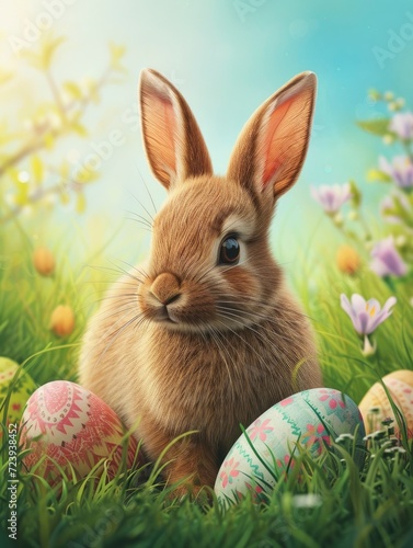 easter day Poster design, realistic, HD, copy space - generative ai