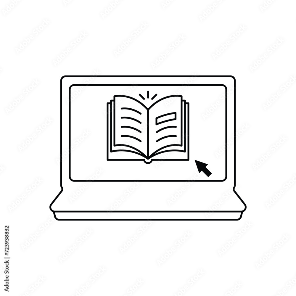outline notebook like online learning icon. concept of elearning sign and magazine info app. flat minimal trend modern simple inform e-book logotype graphic art design isolated on white background outline notebook like online learning icon. concept of elearning sign and magazine info app. flat minimal trend modern simple inform e-book logotype graphic art design isolated on white background