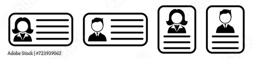 Identification card sign set.ID Card Icon Collection.Drivers ID Card Avatar.ID card icon.