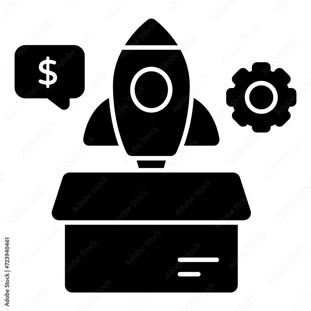 Conceptual design icon of launch box Conceptual design icon of launch box