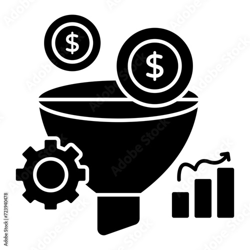 A colored design icon of money filtration 