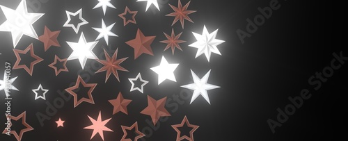 Stellar Christmas Symphony  Exquisite 3D Illustration of Falling Stars in Harmonious Motion for the Holidays